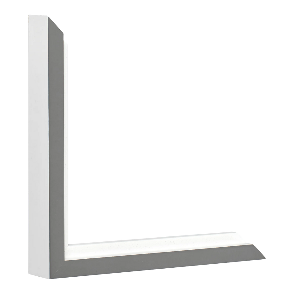 Vertical view of step white grey picture frame