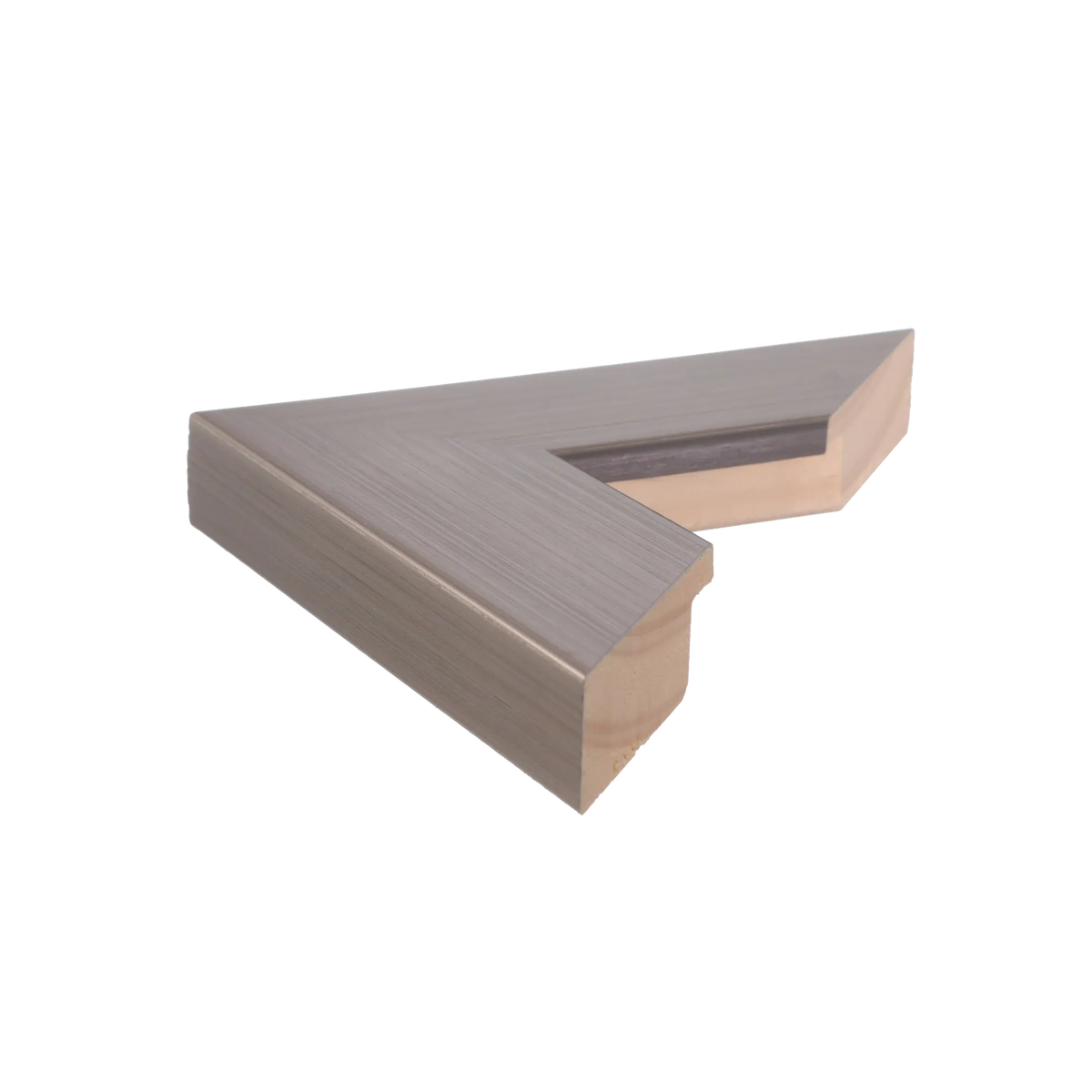 Side view of Strata picture frame in brushed pewter