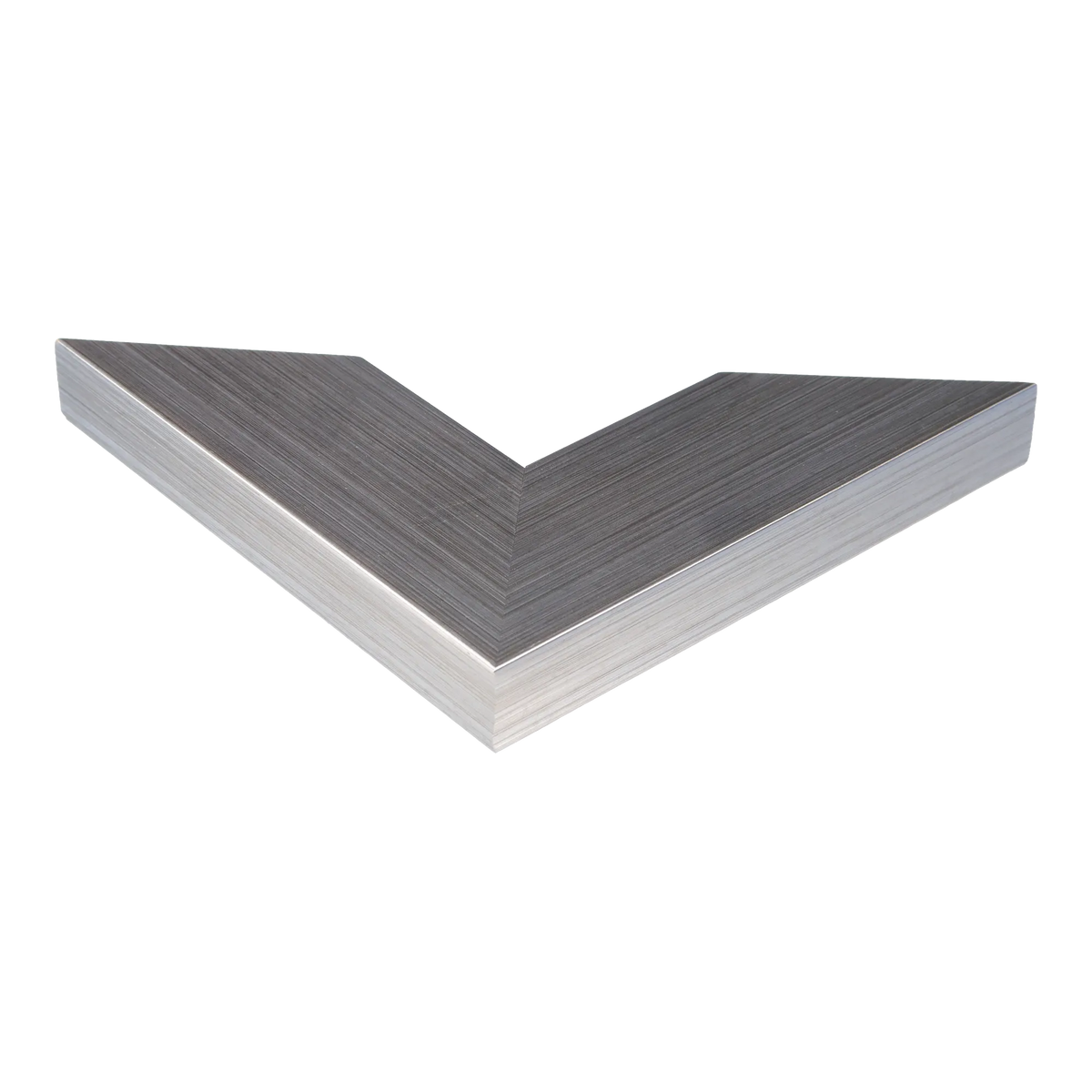 Corner view of Strata in brushed silver picture frame