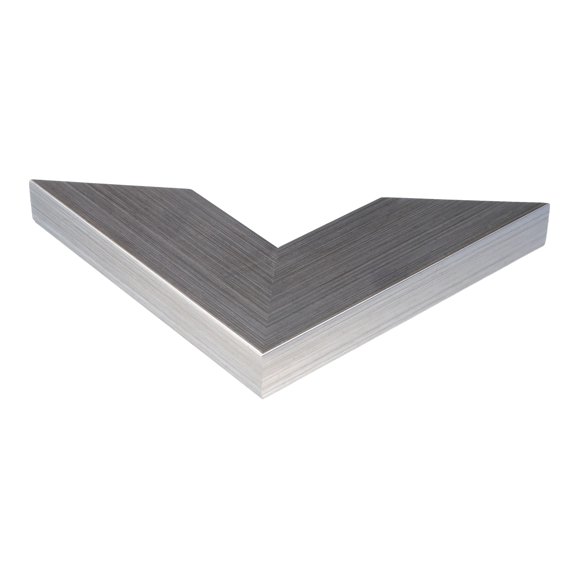 Corner view of Strata in brushed silver picture frame