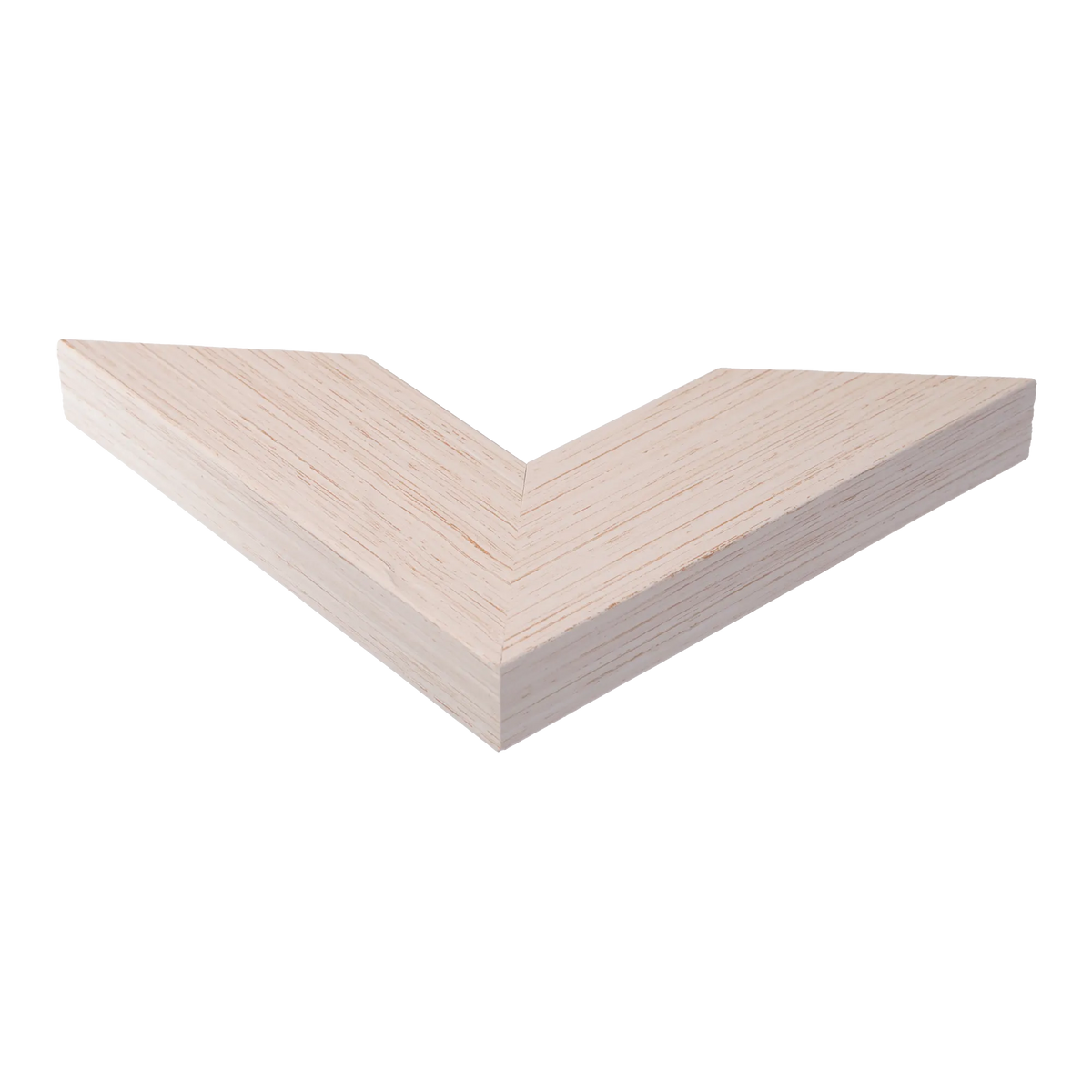 Corner view of Strata in brushed white picture frame