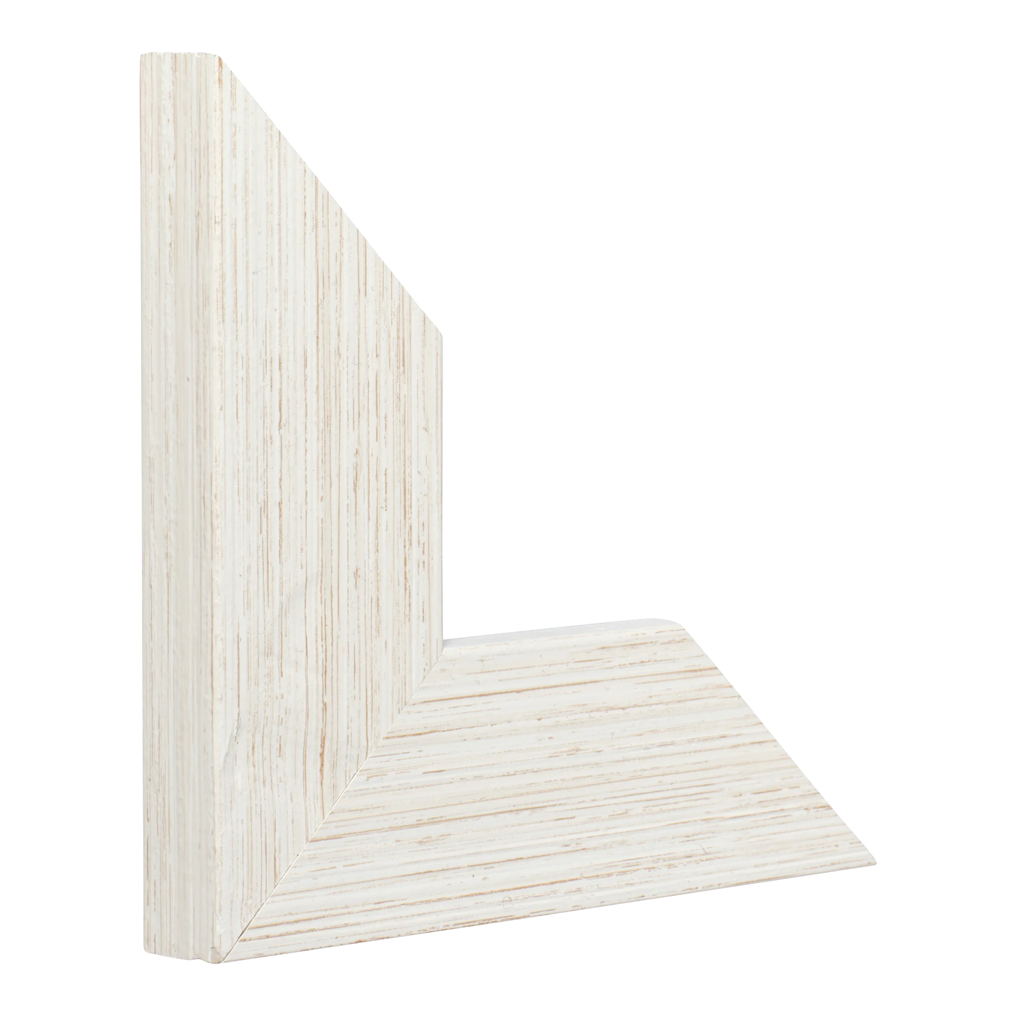 Vertical view of strata brushed white picture frame
