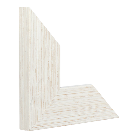 Vertical view of strata brushed white picture frame