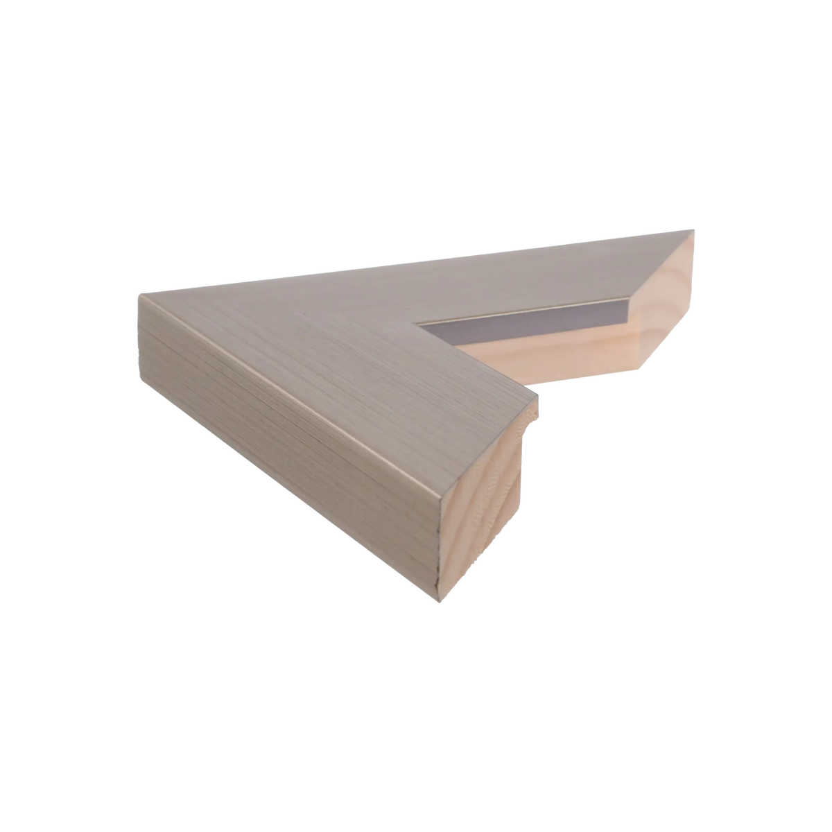 Side view of Strata picture frame in champagne