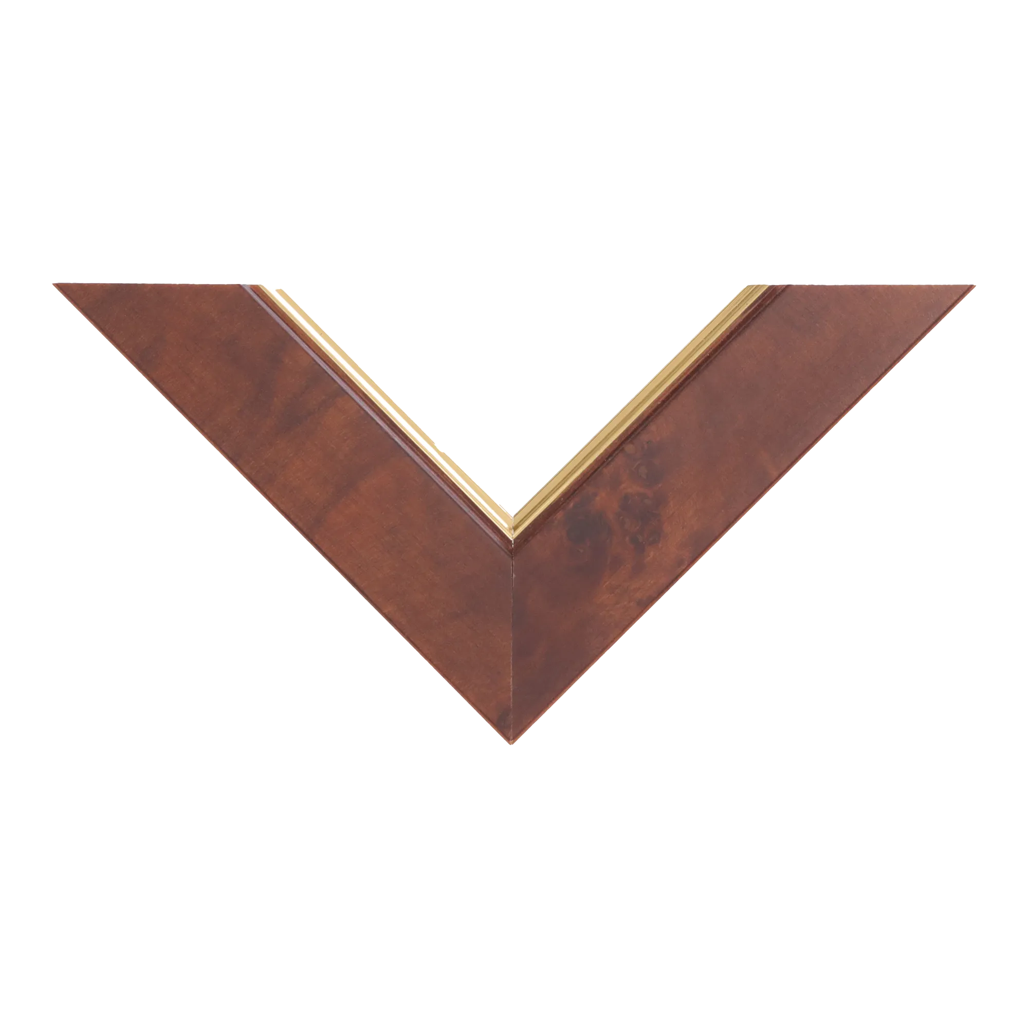 Top view of Waldorf picture frame in gold & walnut