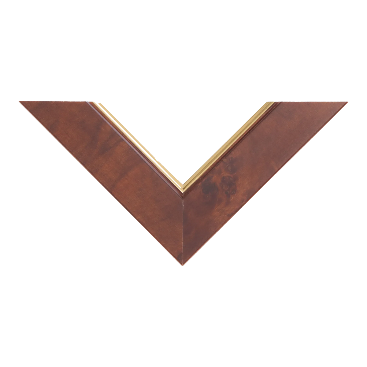 Top view of Waldorf picture frame in gold & walnut