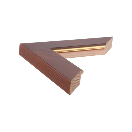 Side view of Waldorf picture frame in gold & walnut
